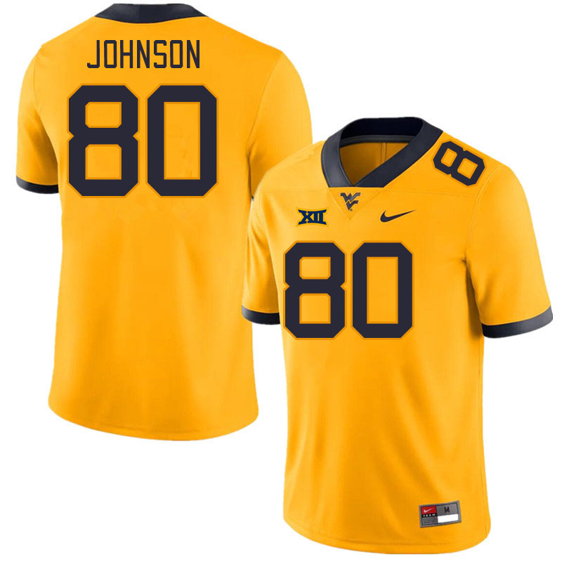 Men #80 TJ Johnson West Virginia Mountaineers College Football Jerseys Stitched Sale-Gold - Click Image to Close